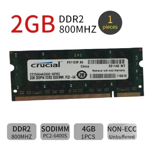 Memoria Ram Laptop 2gb Ddr2 Pc2-6400/800mhz 200 Pin Sodimm