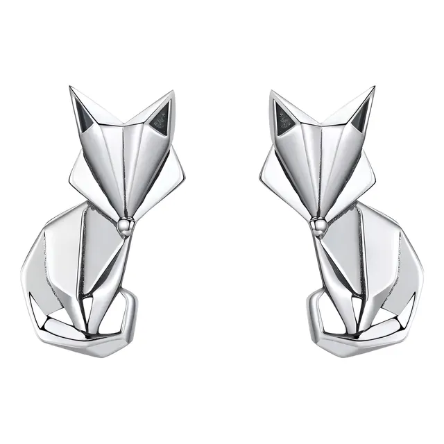 Aretes En Plata Esterlina Forma De Zorro Para Mujer