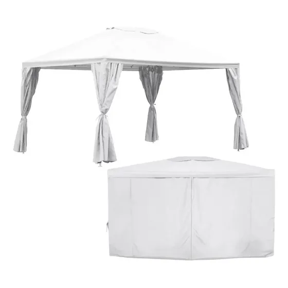 Pergola Gazebo Estructura Acero 3x4 Con Cortinas Blanco Cuo