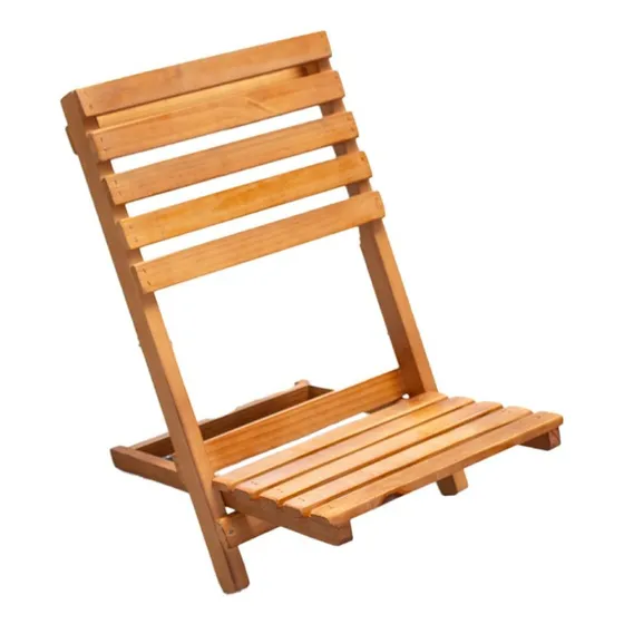 Silla Reposera De Playa Portátil De Madera De Pino Plegable Color Marrón Claro