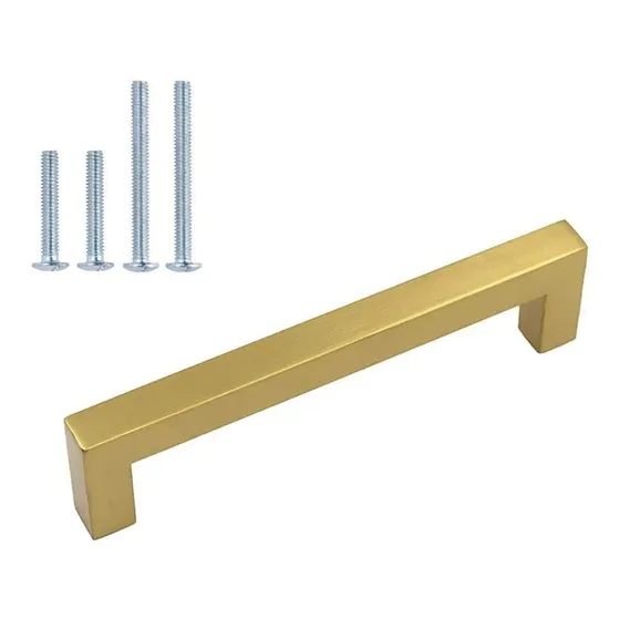 Tirador Cuadrado Dorado De Acero 22.4cm  Cocinas Closet