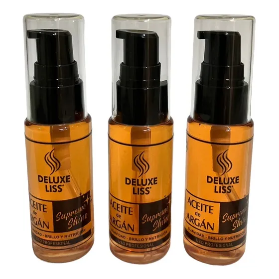 Aceite De Argán Deluxe Liss® 100% Orgánico, Kit X 3 Unidades