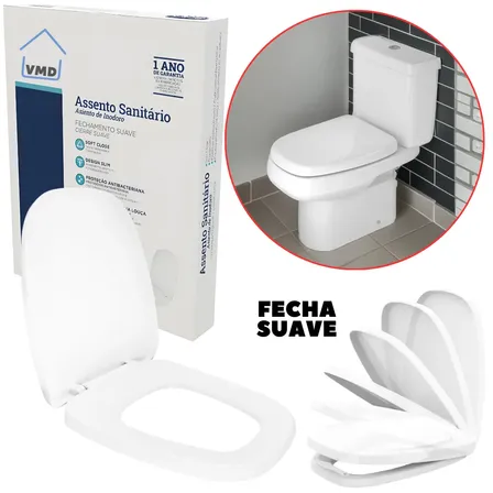 Tampa De Vaso Privada Assento Monte Carlo Sanitário Compatível Para Deca Venice Eternit Turim Soho Optima Camburi Monaco Branco Soft Close Fecha Suave Pp Polipropileno 1.6 Gpf 6.0 Lpf Vmd Homecenter