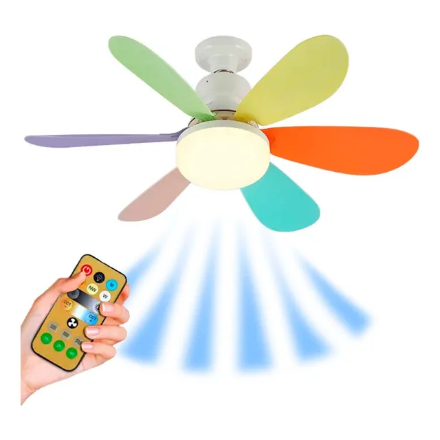Foco Ventilador Techo Control Habitación Luz Cálida Fría