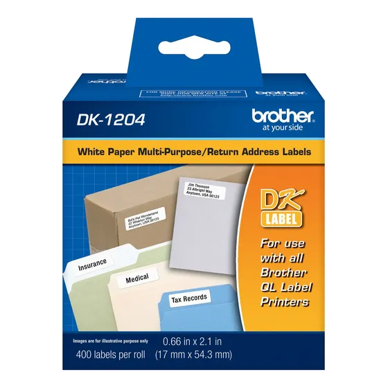Etiquetas P/impresora Brother Dk1204 Rollo X 400 17x54.3mm