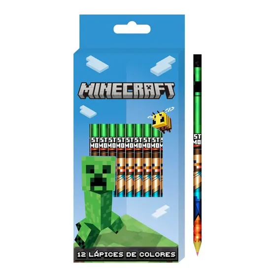 Set De Lapices De Colores X12 Minecraft