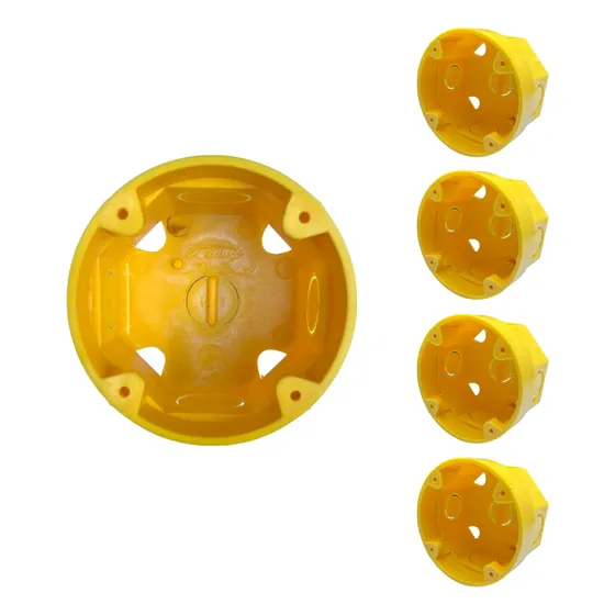 Kit 5 Caixa De Luz Octogonal Pvc 3x3 Amarelo Amanco