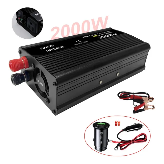 Inversor De Corriente Para Auto 12v A 110v 2000w Convertidor