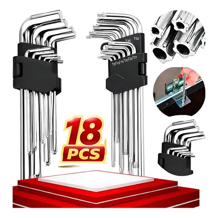 Jogo Chave Allen E Torx Profissional 18 Peças Cromo-vanádio