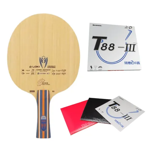 Raquete Tênis Mesa Sanwei K2 Huieson Carbon FL com Borrachas T88