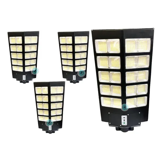 4x Solar Luminária Pública Poste Rua Led 1000w C/ Sensor 