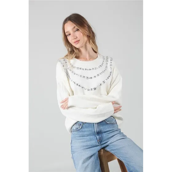 Sweater Premium Midi Con Piedras Gu81331 Arizona Black&white