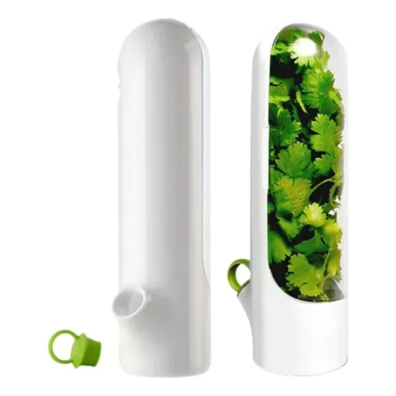Recipiente Para Conservar Hierbas En Nevera(cilantro,ceboll) Color Blanco