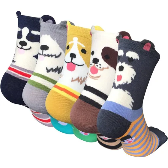 5 Pares Calcetas Para Mujer Calcetines De Animal Gato Perro