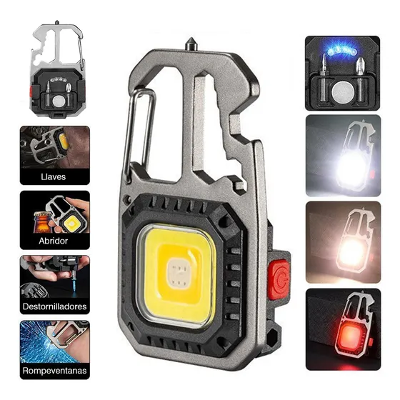 Vanance Linterna Led Llavero Multiusos 6 Modos Recargable Portátil Llavero Luz VAN05126 Lampara Minera Lamparas Para Campamento Táctica Lampara De Caceria Color Negro