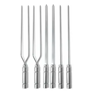 Kit Espetos P Churrasco 45cm (2 Duplo 2chato 2 Coraçãozinho)