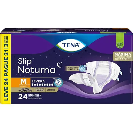 Fralda Adulto Tena Slip Noturna M Leve 24 Pague 21 Unidades
