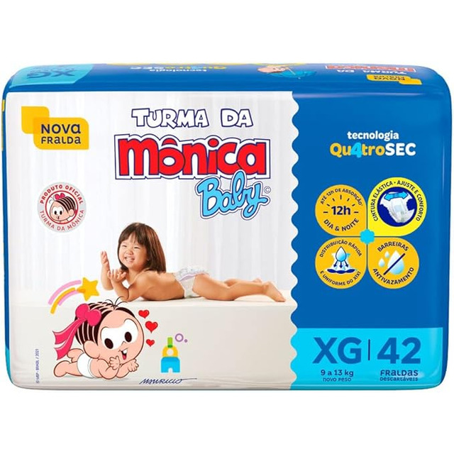 Fralda Descartável Turma Da Mônica Baby Xg Pacote 42 Unidades Fralda Descartável Turma Da Mônica Baby Xg Pacote 42 Unidades