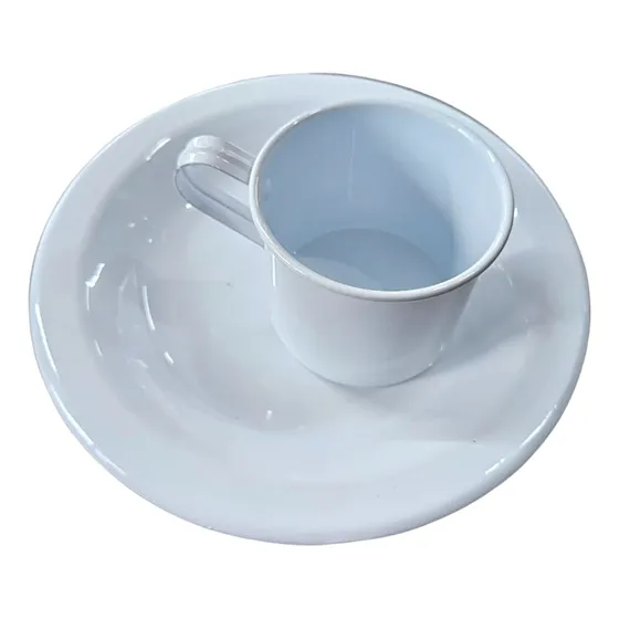 Prato E Caneca De Ágata Branca
