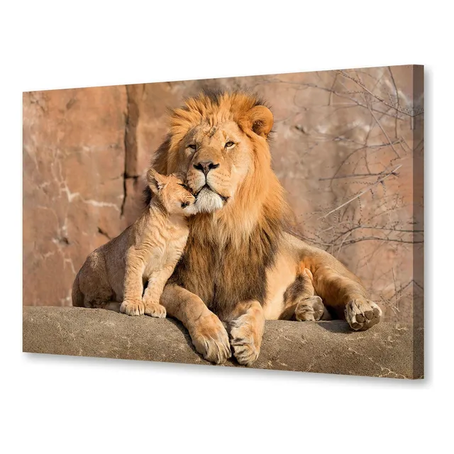 Cuadro Decorativo Moderno De Leones Y Cachorros