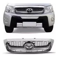 Parrilla Frontal Semi Cromada Para Toyota Hilux 2007 A 2011