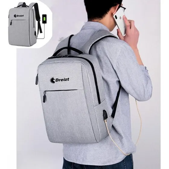 Mochila Antirrobo Impermeable Laptop Puerto Usb Dreizt Gris