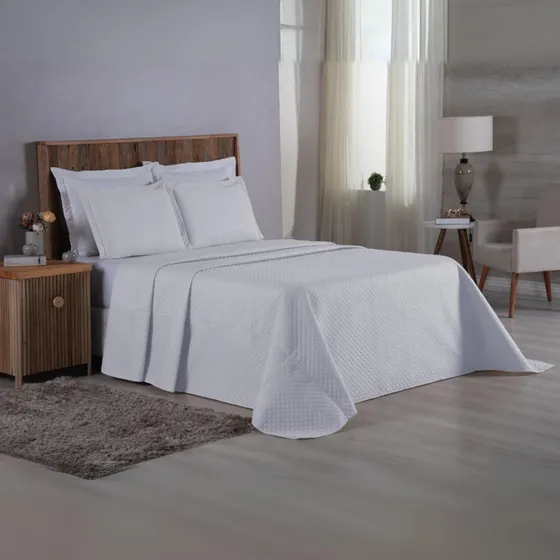 Colcha Cama Casal Matelado 200 Fios Toque Macio Varias Cores