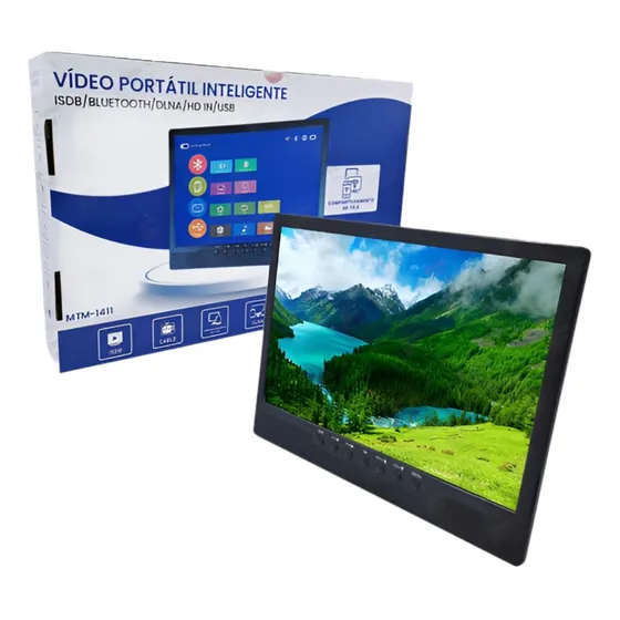 Tv Portátil Digital Espelhamento 14pol 12v 110v/220v Preto