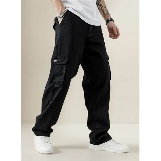 Pantalón Jeans Rígido  Modelo Carpintero Cargo Hombre