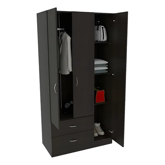 Closet América, Wengue, con Dos Cajones y Variedad de Entrepaños