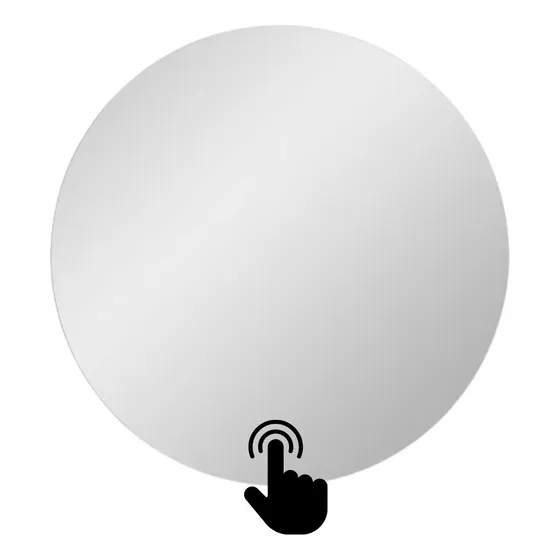 Espejo Redondo Táctil Baño 80 Luz Led Y Moderno Marco Gris