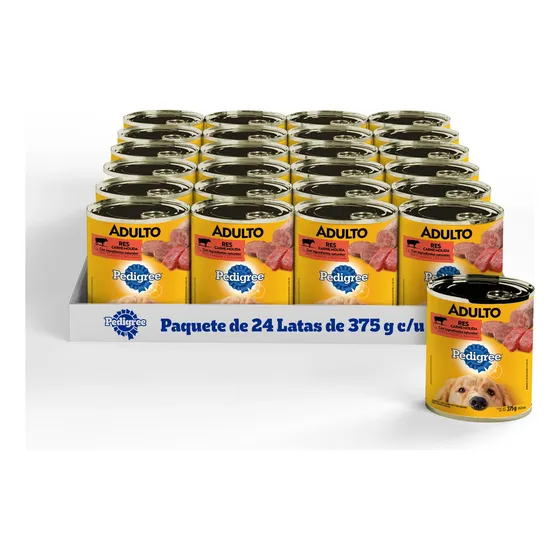 Alimento Pack X24 Latas Pedigree Para Perro Adulto 375g C/u