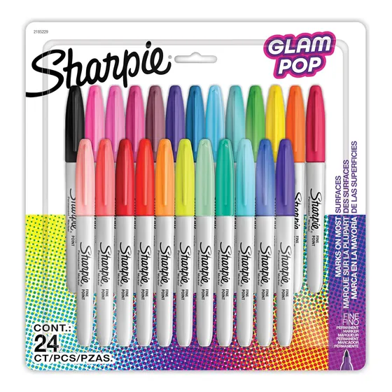 Marcadores Sharpie Glam Blister X24 Colores Fibra Permanente