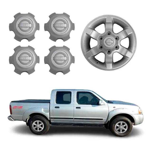 4 Calotas Nissan Frontier 2005 Prata Com Anel Aço Original