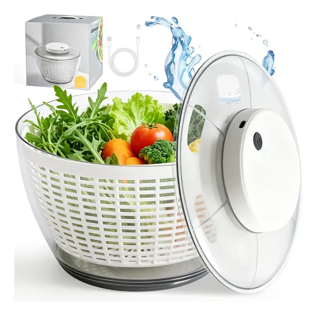 Centrífuga Elétrica Para Salada Recarregável Por Usb 4,5l Cinza
