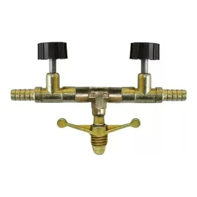 Kit Registro Gás Alta Pressão P13kg Saída Dupla S/ Mangueira