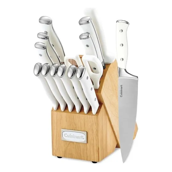 Set De Cuchillo Cuisinart 15 Pza Alto Carbono- Blanco C77wtr