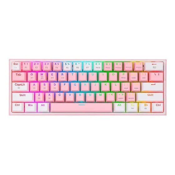 Teclado Gamer 60% Redragon K616rgb Mecanico Inalambrico Rosa