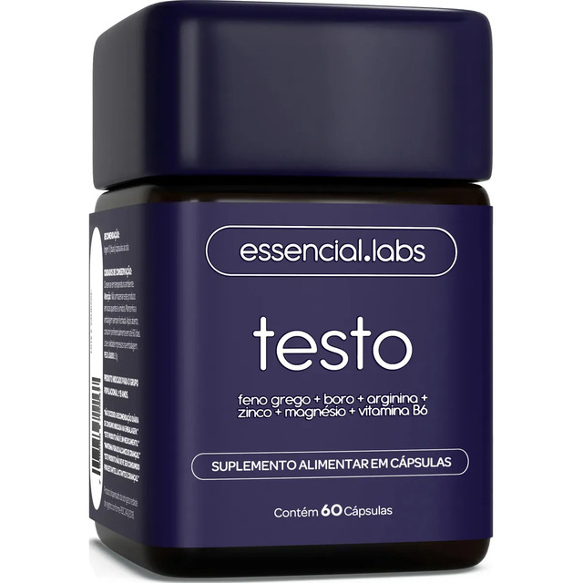 TESTO ESSENCIAL - Fórmula Exclusiva com Feno Grego + Boro + Arginina + ZMA + Vitamina B6 - Precursor Testo - 60 cápsulas TESTO ESSENCIAL - Fórmula Exclusiva com Feno Grego + Boro + Arginina + ZMA + Vitamina B6 - Precursor Testo - 60 cápsulas
