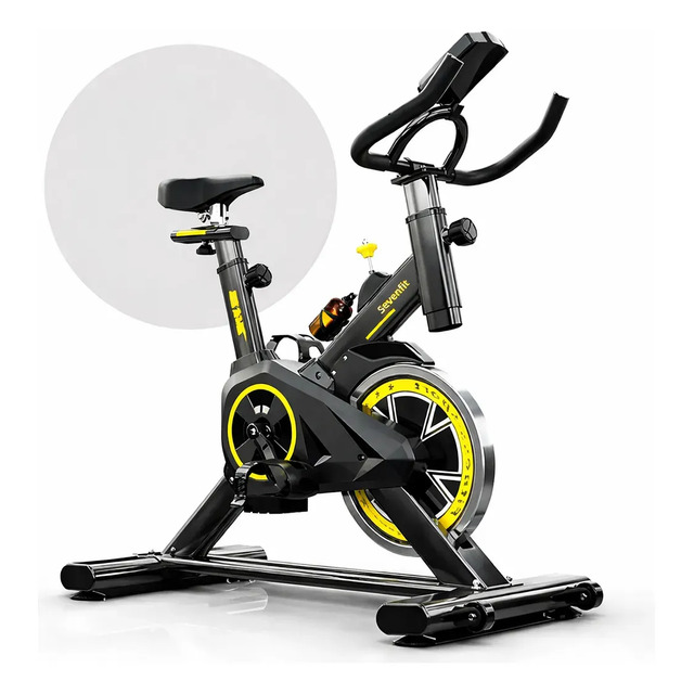 Bicicleta Ergométrica Fitness Para Cardio E Musculação Com Base Cor Preto E Amarelo 6kg In...