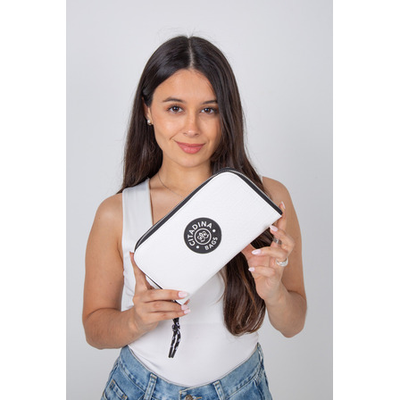 Billetera Tarjetero Grande Bolsillos Cierre Metalizado Yafa Color Blanco Diseño De La Tela Croco Billetera Tarjetero Grande Bolsillos Cierre Metalizado Yafa Color Blanco Diseño De La Tela Croco