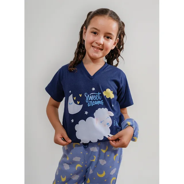Pijamas Para Niñas Manga Corta Y Pantalón Largo