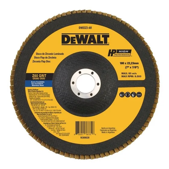 Disco Laminado Tela Zirconia 7 X7/8 Dewalt Dw8323 Flap