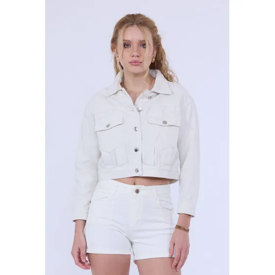 Campera Denim Jean Color Crudo Lola Mujer Chic Scombro