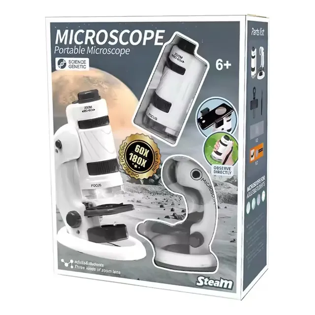 Kit Microscopio 60-180x Luz Y Múltiples Accesorios