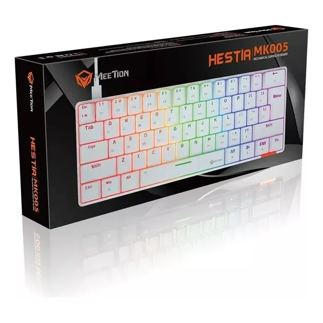 Teclado Mecanico Gamer Meetion Hestia Mk005 60% Blanco Rainbow Español