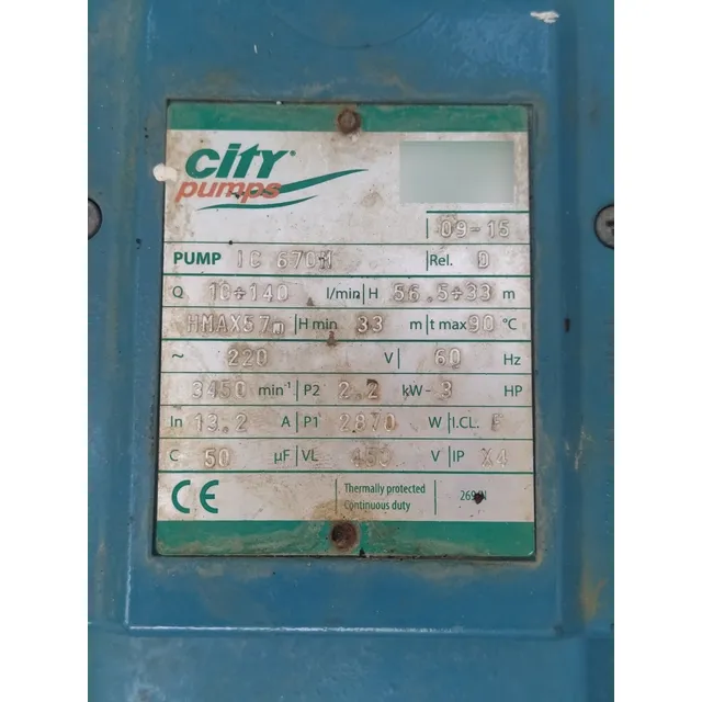 Bomba De Agua City Pums, De 3hp Monofásica 