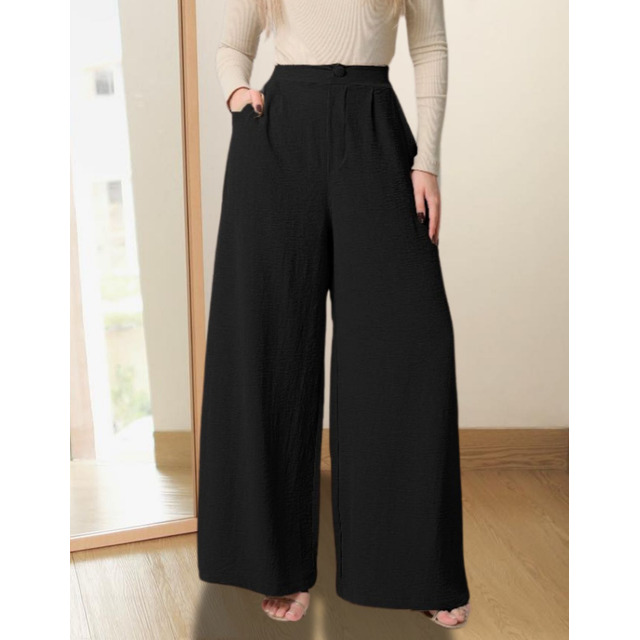 Calça Pantalona Wide Leg Elegante Casual Dia A Dia