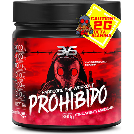Pré Treino Prohibido 360g - Sabor Morango - Fórmula Exclusiva Com 8 Ingredientes Contendo Creatina, Beta Alanina, Taurina, Cafeína, Arginina, L-tirosina, Palatinose E L-alanina Pré Treino Prohibido 360g - Sabor Morango - Fórmula Exclusiva Com 8 Ingredientes Contendo Creatina, Beta Alanina, Taurina, Cafeína, Arginina, L-tirosina, Palatinose E L-alanina