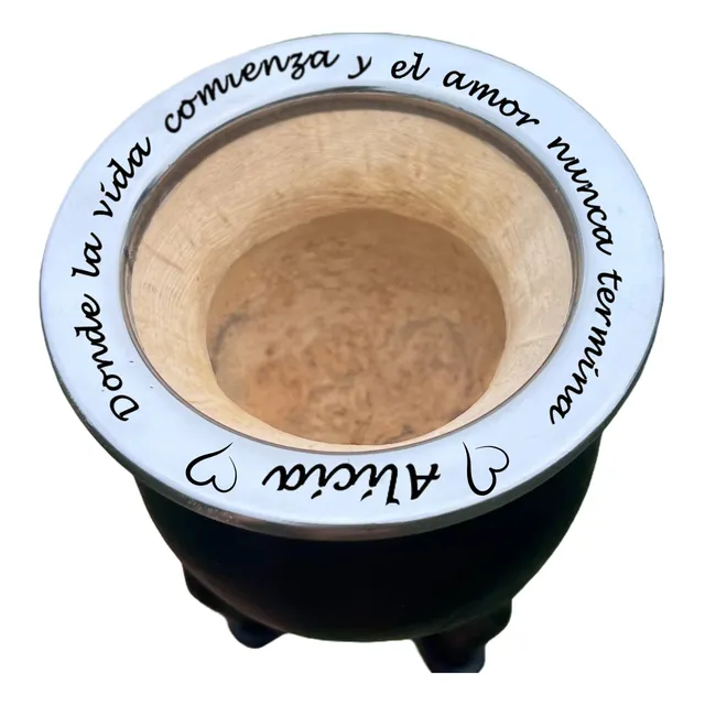 Mate Personalizado Grabado Laser Boquilla En Porongo Y Cuero